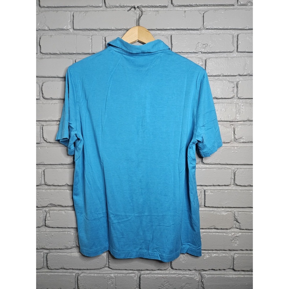 Isaia Napoli Blue Silk Cotton Polo Shirt Size XL Made In Italy - Picture 6 of 7